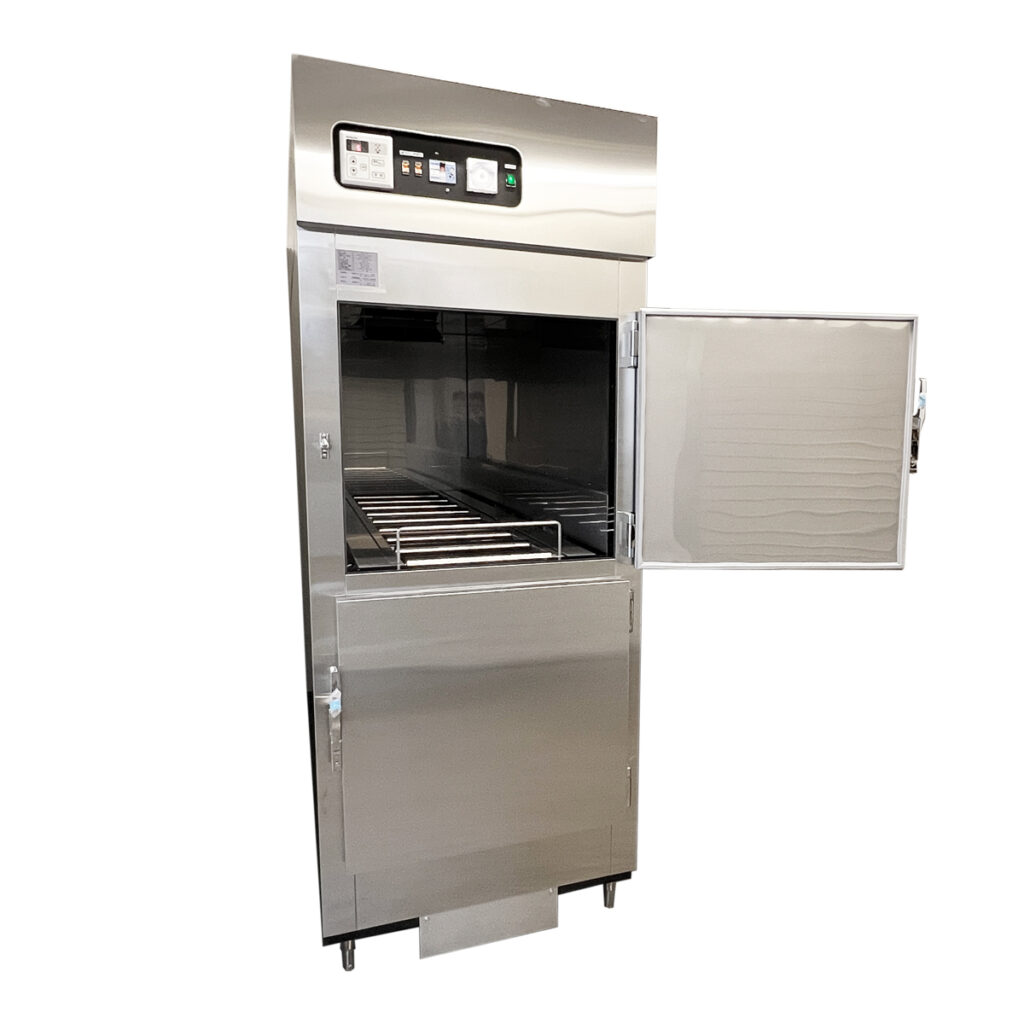 遺体用冷蔵庫：二体用縦入れ横扉 AR2-1SH(右開き扉）